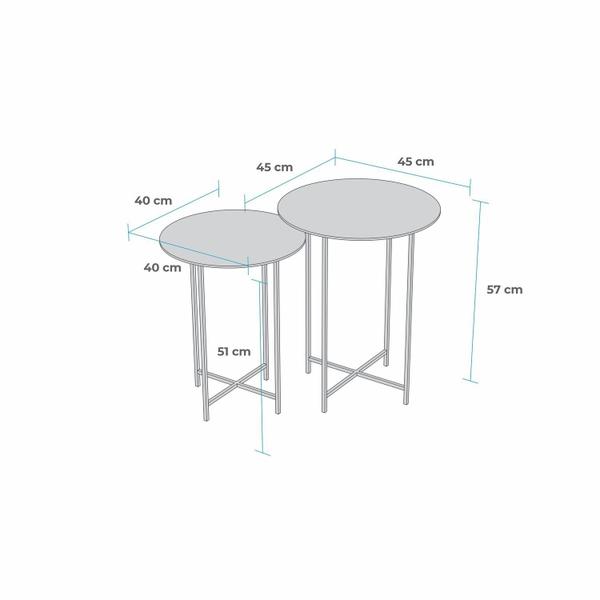 Imagem de Conjunto Mesa de Canto Rome 57cm X 45cm X 45cm Preto