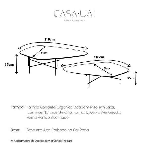 Imagem de Conjunto Mesa de Centro Capri Formato Orgânico