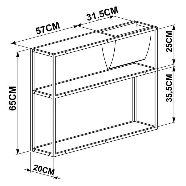 Imagem de Conjunto Mesa de Centro e Mesa Lateral com Revisteiro Steel Quadra Vermont Base Preta - Artesano