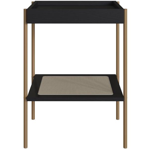 Imagem de Conjunto Mesa de Centro e Mesa Lateral Para Sala Industrial Indy A03 Nero Dourado - Lyam Decor