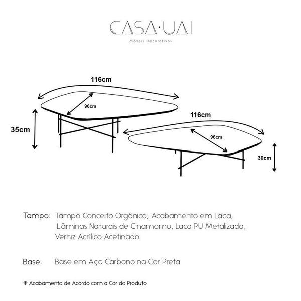 Imagem de Conjunto Mesa de Centro Formato Orgânico Capri