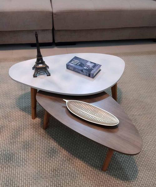 Imagem de Conjunto Mesa de Centro Orgânica Paris Wood Off White