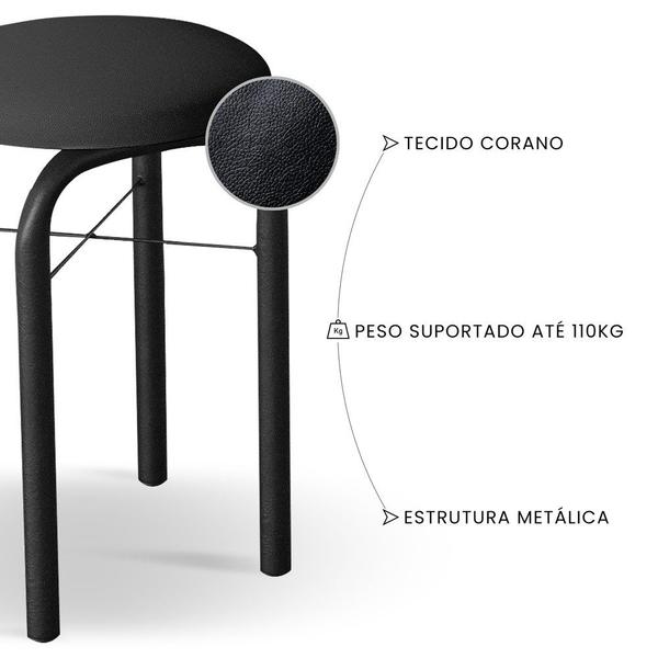 Imagem de Conjunto Mesa de Cozinha Prattica Industrial 120cm com 2 Banquetas F02 Preto - Mpozenato