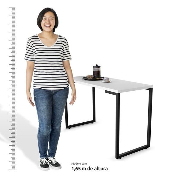 Imagem de Conjunto Mesa de Cozinha Prattica Industrial 120cm com 4 Banquetas F02 Branco/Preto - Mpozenato