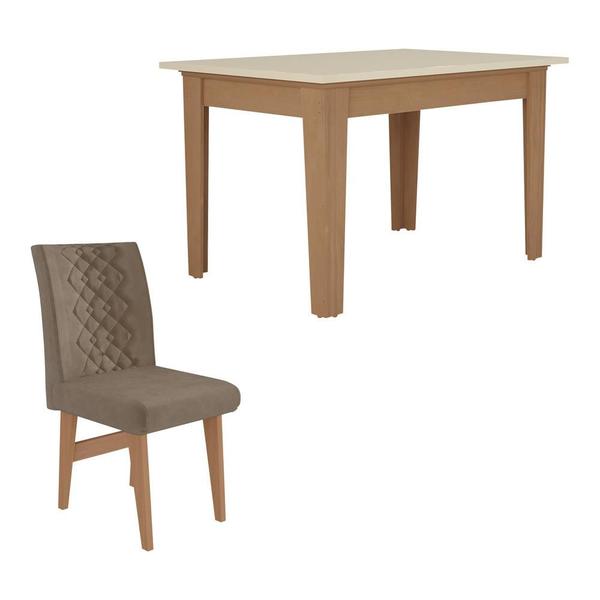 Imagem de Conjunto Mesa de Jantar 120 cm com 4 cadeiras Rio Multimóveis EX1005 Madeirado/Off White/Castor