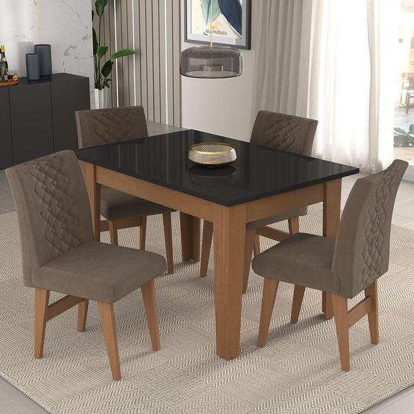 Imagem de Conjunto Mesa de Jantar 120 cm com 4 cadeiras Rio Multimóveis EX1005 Madeirado/Preto/Castor