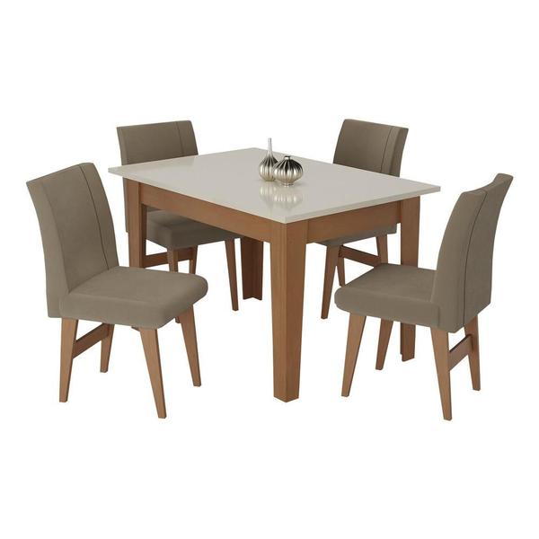 Imagem de Conjunto Mesa de Jantar 120 cm com 4 Cadeiras Tokio Multimóveis EX1004 Madeirado/Off White/Mascavo