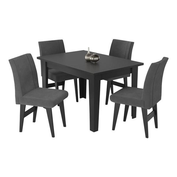 Imagem de Conjunto Mesa de Jantar 120 cm com 4 Cadeiras Tokio Multimóveis EX1004 Preto/Grafite