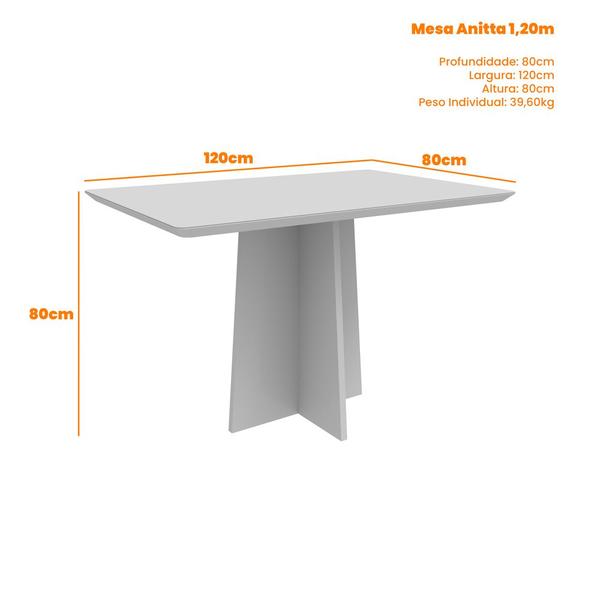 Imagem de Conjunto Mesa de Jantar 1,20m Anitta Tampo MDF com Vidro e 4 Cadeiras Ana Ypê/Off White/Ln02 - New Ceval