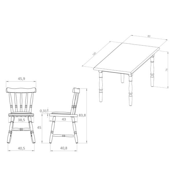 Imagem de Conjunto Mesa de Jantar 160cm com 6 Cadeiras Estofadas Multimóveis CR50086