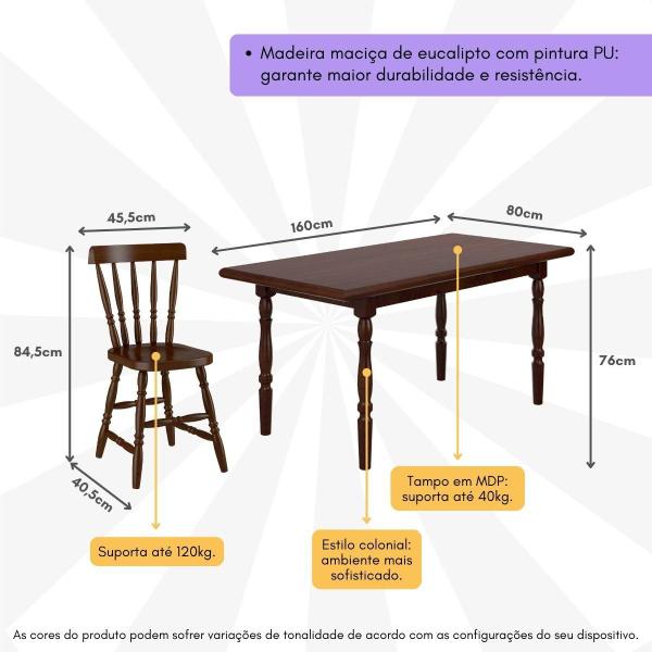 Imagem de Conjunto Mesa de Jantar 160cm com 6 Cadeiras Multimóveis CR50085