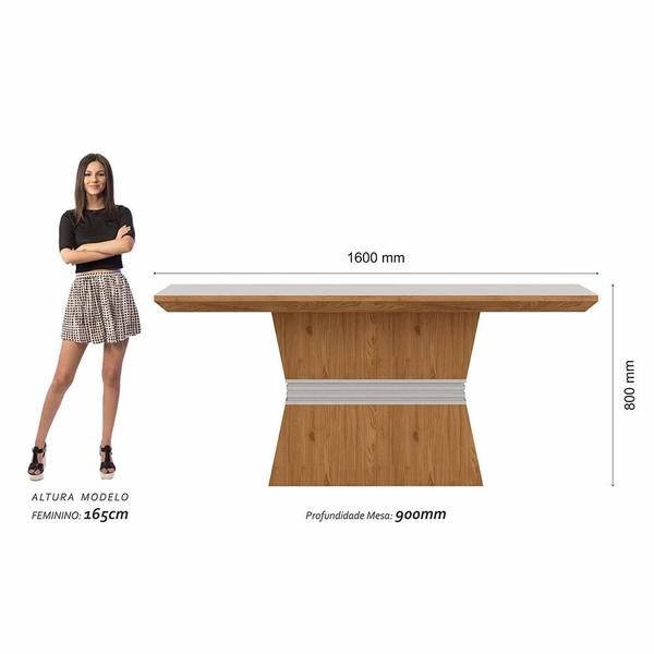 Imagem de Conjunto Mesa De Jantar 6 Cadeiras Nairóbi Cinam/off Whi/capuccin - Móveis Arapongas