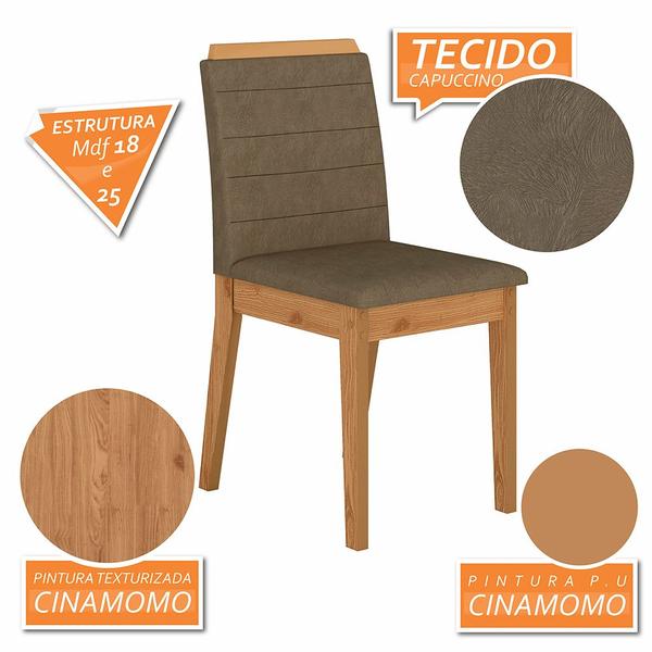 Imagem de Conjunto Mesa De Jantar 6 Cadeiras Nairóbi Cinamo/preto/capuccino - Móveis Arapongas