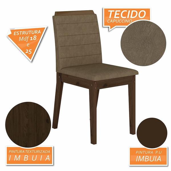 Imagem de Conjunto Mesa De Jantar 6 Cadeiras Nairóbi Imbuia/off Whi/capucci - Móveis Arapongas