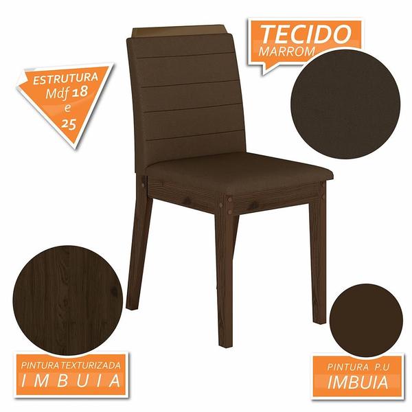 Imagem de Conjunto Mesa De Jantar 6 Cadeiras Nairóbi Imbuia/preto/marrom - Móveis Arapongas