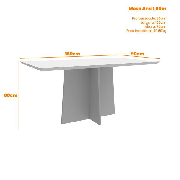 Imagem de Conjunto Mesa de Jantar Ana 1,60m Tampo de Madeira com Vidro Colado com 6 Cadeiras Ana Cor Ypê Preto WD25 New Ceval