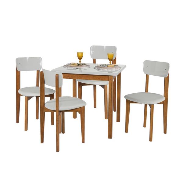 Imagem de Conjunto Mesa de Jantar Base Madeira Maciça com 4 Cadeiras Elisa Ideal para Apartamenteo 80 X 80 Off