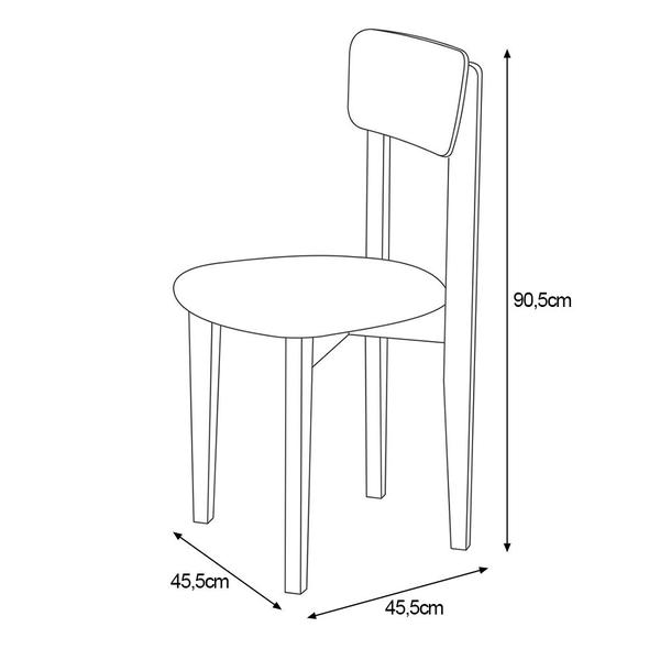 Imagem de Conjunto Mesa de Jantar Base Madeira Maciça com 4 Cadeiras Elisa para Apartamenteo 1,20 X 80 Branco