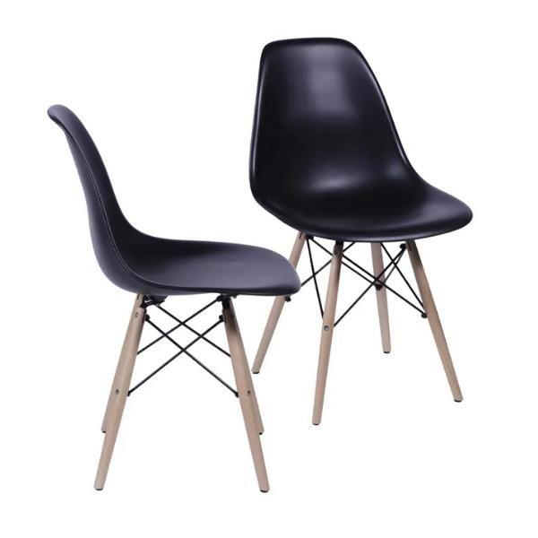 Imagem de Conjunto Mesa de Jantar Cone Oval 160x90 cm Ébano + 4 Cadeiras Eames Dkr Wood Preta