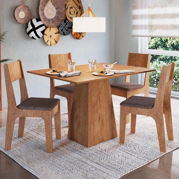 Imagem de Conjunto Mesa de Jantar Freijó 120cm com 4 Cadeiras