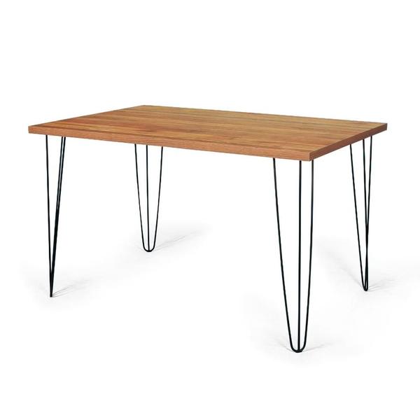 Imagem de Conjunto Mesa de Jantar Hairpin 130x80 Natural com 4 Cadeiras Eiffel Leda - Preto