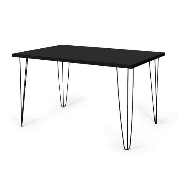 Imagem de Conjunto Mesa de Jantar Hairpin 130x80 Preta com 4 Cadeiras Eames Eiffel - Preto