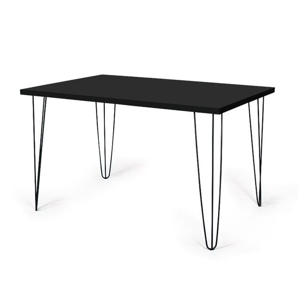 Imagem de Conjunto Mesa de Jantar Hairpin 130x80 Preta com 4 Cadeiras Eames Eiffel - Vermelho