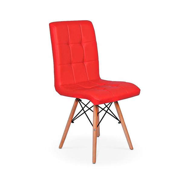 Imagem de Conjunto Mesa de Jantar Hairpin 130x80 Preta com 4 Cadeiras Eiffel Gomos - Vermelho