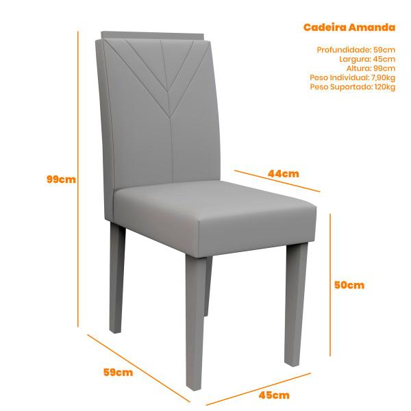 Imagem de Conjunto Mesa de Jantar Jasmin 1,60m Tampo de Madeira com Vidro Colado com 6 Cadeiras Amanda Cor Ypê  Offwhite WD22 New Ceval