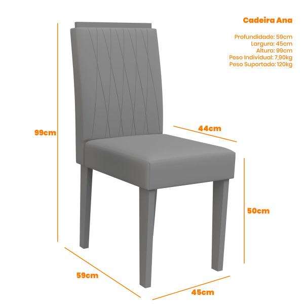 Imagem de Conjunto Mesa de Jantar Jasmin 1,80m Tampo de Madeira com Vidro Colado com 8 Cadeiras Ana Cor Off White  Ypê WD25 New Ceval