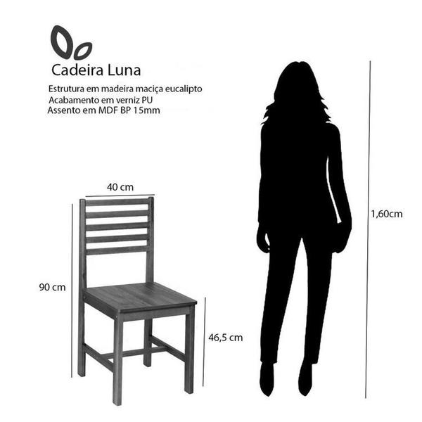 Imagem de Conjunto Mesa de Jantar Lara 90cm e 4 Cadeiras Luna Assento Mdf  Madeira Maciça Branco/Branco