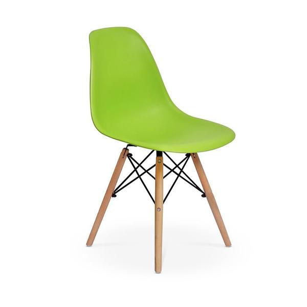 Imagem de Conjunto Mesa de Jantar Laura 100cm Branca com 4 Cadeiras Charles Eames - Verde