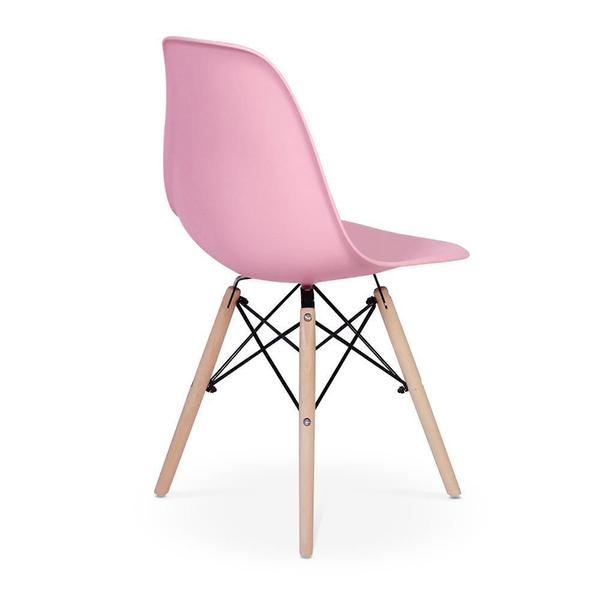 Imagem de Conjunto Mesa de Jantar Laura 100cm Preta com 4 Cadeiras Charles Eames - Rosa