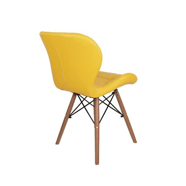 Imagem de Conjunto Mesa de Jantar Luiza 80cm Preta com 4 Cadeiras Slim - Amarelo