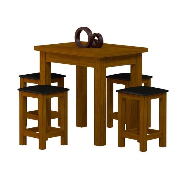 Imagem de Conjunto Mesa De Jantar Madeira Maciça Safira Com 4 Lugares Estofados Imbuia Shop JM