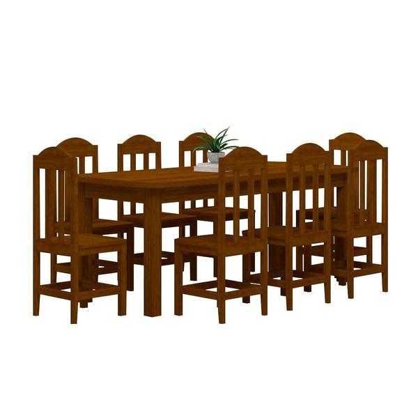 Imagem de Conjunto Mesa De Jantar Madeira Maciça Safira Com 8 Lugares Imbuia Shop JM