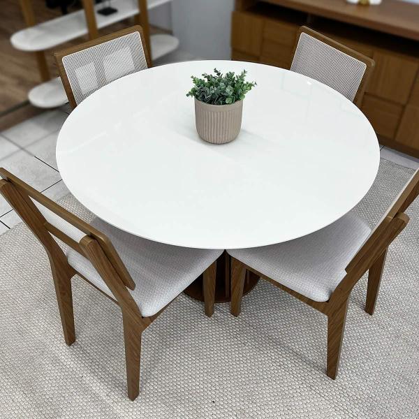 Imagem de Conjunto Mesa de Jantar MDF 1,15m + 4 Cadeiras em Tela