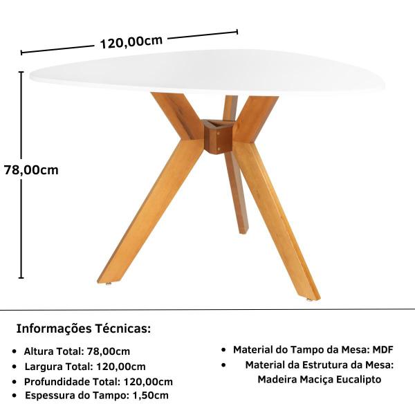 Imagem de Conjunto Mesa de Jantar Orgânica Nina 120cm Branca com 3 Cadeiras Gruvyer - Fendi