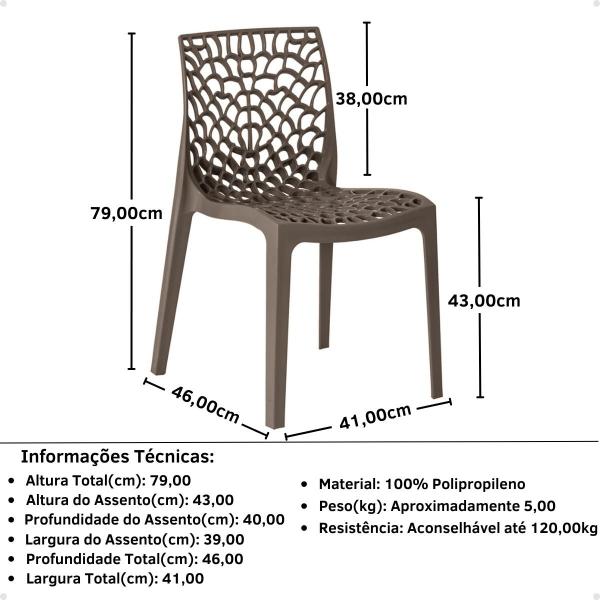 Imagem de Conjunto Mesa de Jantar Orgânica Nina 120cm Branca com 6 Cadeiras Gruvyer - Fendi