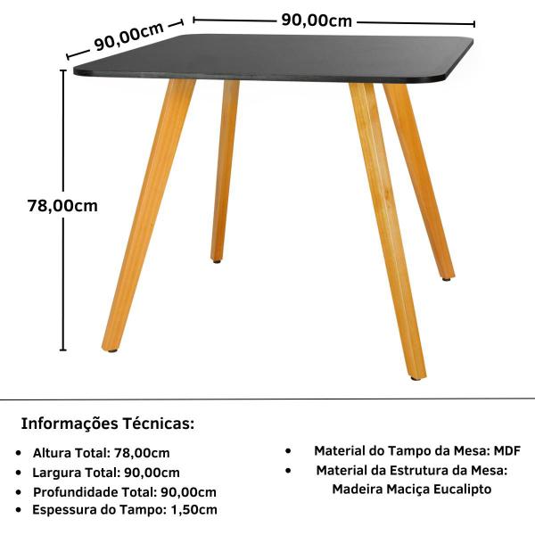 Imagem de Conjunto Mesa de Jantar Quadrada Ágata 90x90cm Preta com 4 Cadeiras Allegra - Rosa