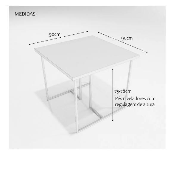 Imagem de Conjunto Mesa de Jantar Quadrada Branca 2 Cadeiras Estofado Riviera Industrial Branco