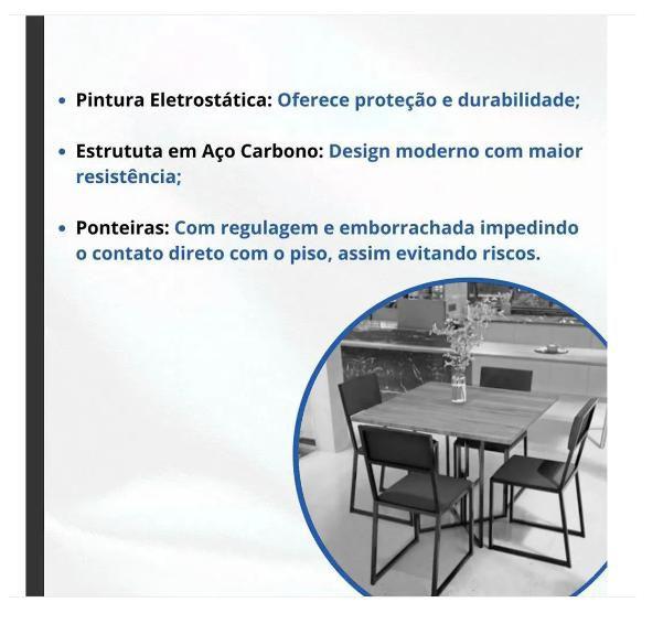 Imagem de Conjunto Mesa de Jantar Quadrada Branca 2 Cadeiras Estofado Riviera Industrial Branco