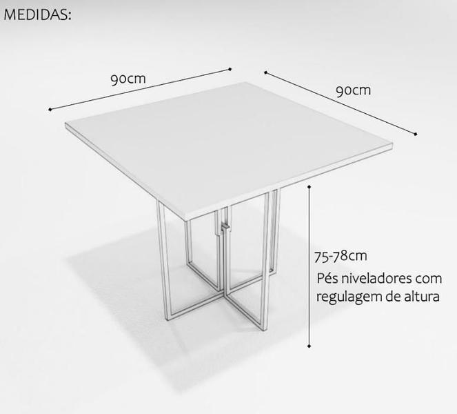 Imagem de Conjunto Mesa de Jantar Quadrada Branca 4 Cadeiras Pinus Riviera Industrial Branco