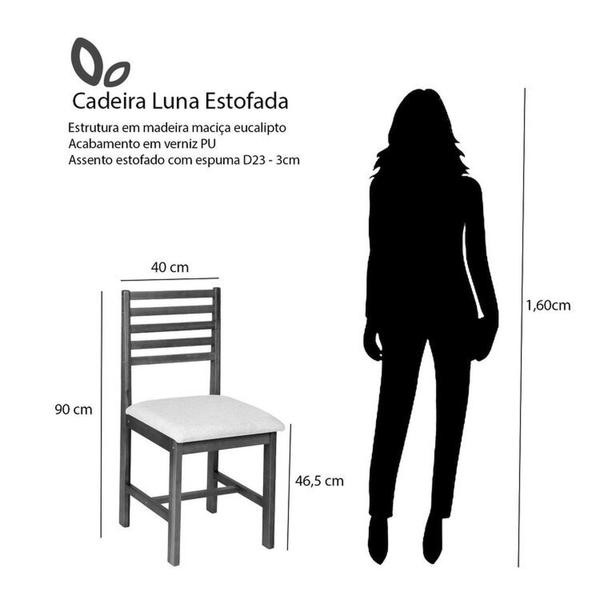 Imagem de Conjunto Mesa de Jantar Quadrada Camile com Cadeiras Luna Estofadas Madeira Maciça Branco/Bege