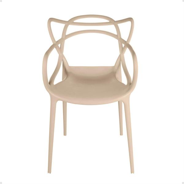 Imagem de Conjunto Mesa de Jantar Quadrada Eiffel Branca 80x80cm com 4 Cadeiras Allegra - Nude