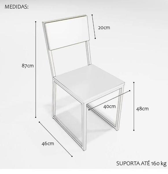 Imagem de Conjunto Mesa de Jantar Quadrada Imbuia 4 Cadeiras Estofado Riviera Industrial Branco