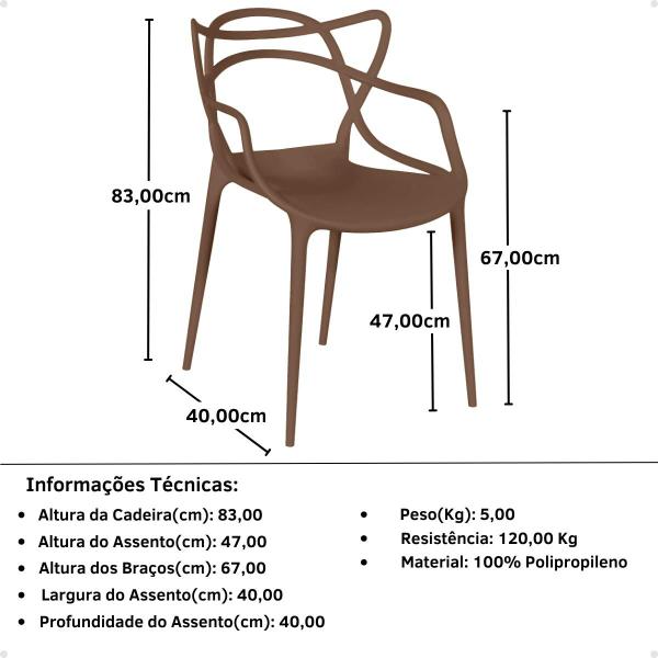 Imagem de Conjunto Mesa de Jantar Quadrada Isa 90x90cm Branca com 4 Cadeiras Allegra - Marrom