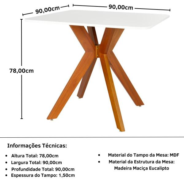 Imagem de Conjunto Mesa de Jantar Quadrada Isa 90x90cm Branca com 4 Cadeiras Allegra - Verde