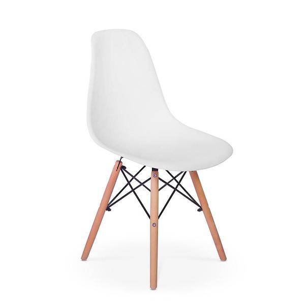 Imagem de Conjunto Mesa de Jantar Quadrada Sofia Branca 80x80cm com 4 Cadeiras Eames Eiffel - Branco