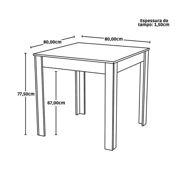 Imagem de Conjunto Mesa de Jantar Quadrada Sofia Branca 80x80cm com 4 Cadeiras Eames Eiffel - Branco